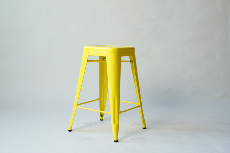 Original Tolix Pale Yellow Counter Stool - Set of 4