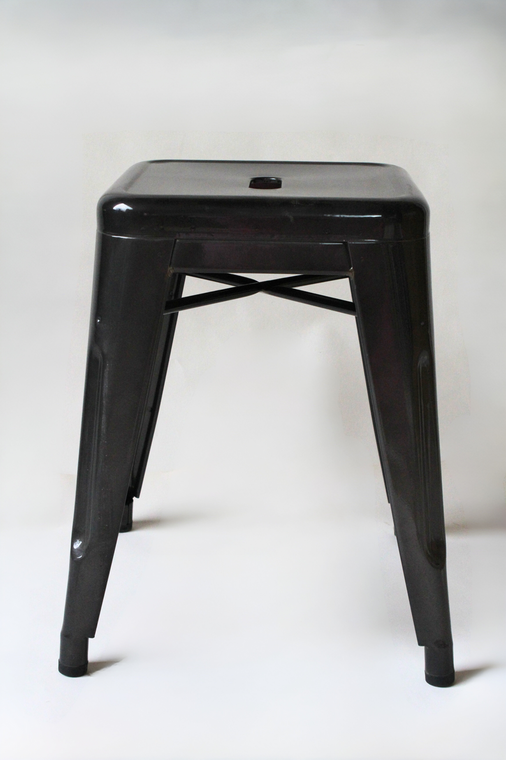 Original Tolix Black Glossy Stool - Set of 3