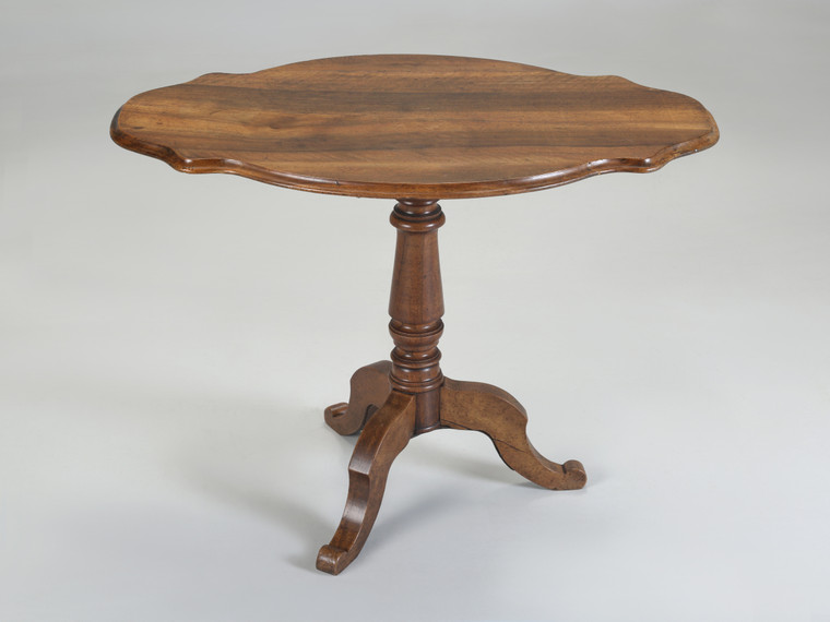 Antique French Turtle Pedestal Walnut End Table