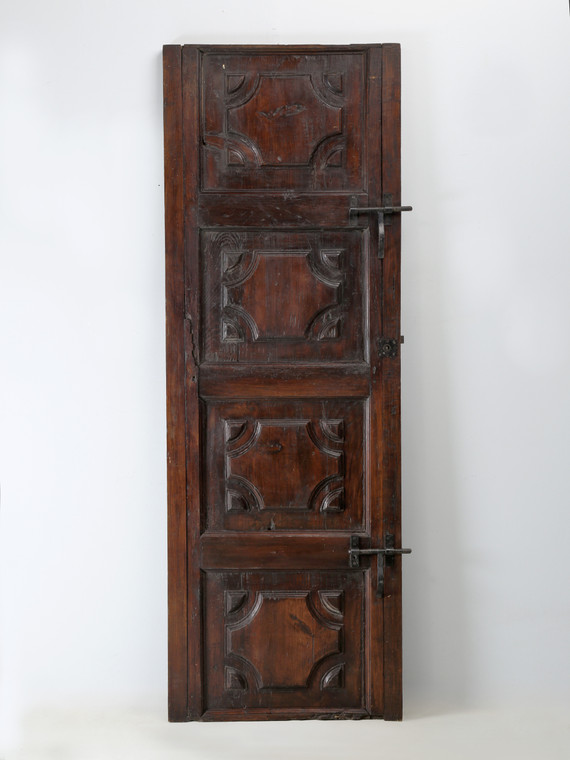 Antique French Solid Cherry Wood Four Panel Door Early 1800's