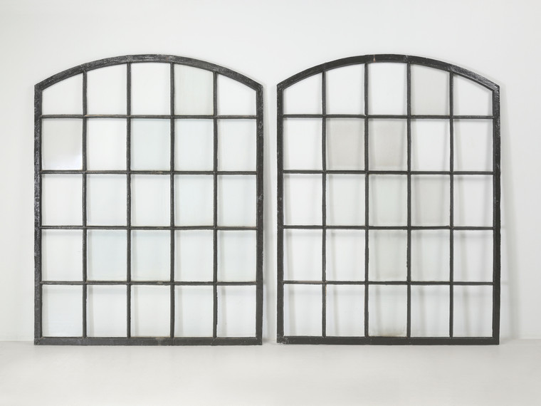 Antique Pair of French Cast iron Arch Top Windows c1800's Require new Glazing