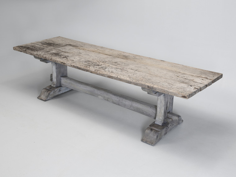 Antique Oak Trestle Dining Room or Kitchen Table Original Very Rustic Finish Antique Oak Trestle Dining Room or Kitchen Table Original Very Rustic Finish