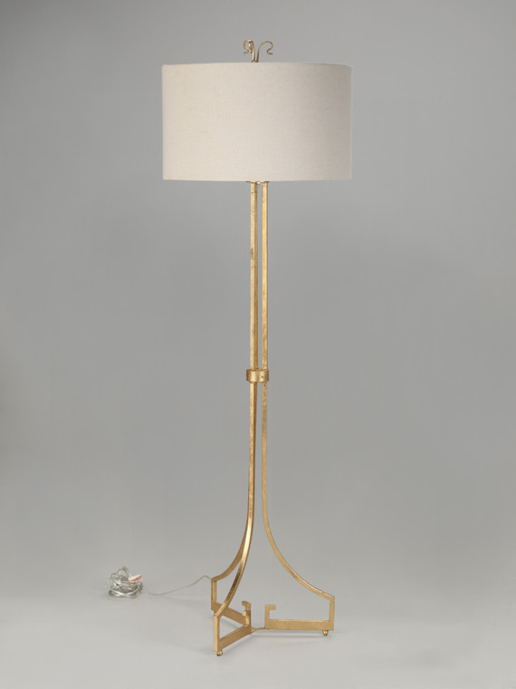 Gilt Gold Leaf Metal Floor Lamp 1940's French Style of Gilbert Poillerat Beautiful Craftsmanship