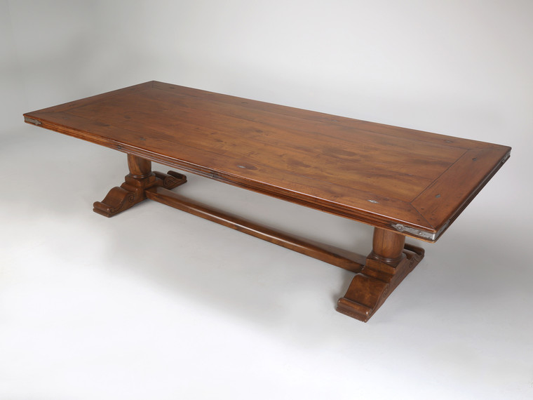 Country French Walnut Trestle Style Dining Room Table by Quinta