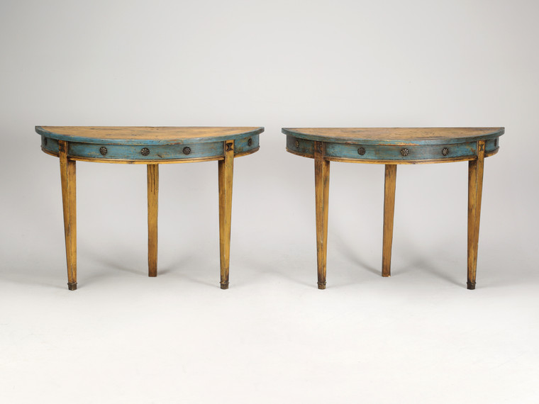 Italian Neoclassical Painted Mahogany Console Tables