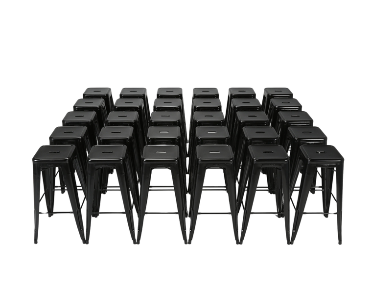 Tolix French Bar Height Stools in Glossy Black