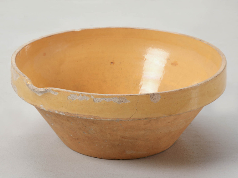 Original Antique French Glazed Terracotta Bowl