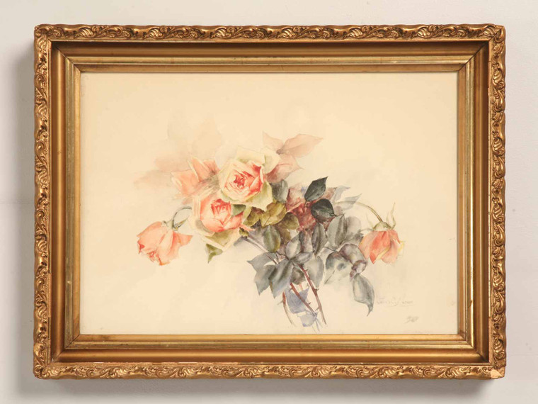 Jennie S. Mather Pink Roses Watercolor