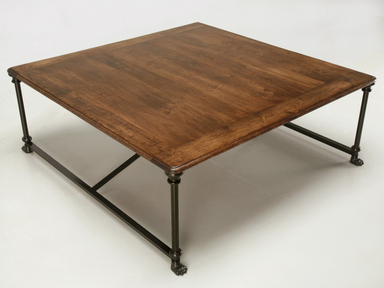 Custom Coffee Table with Steel & Bronze Base Angled