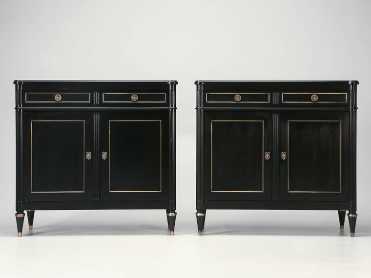 Pair Custom Ebonized Louis XVI Chests - Buffets Front