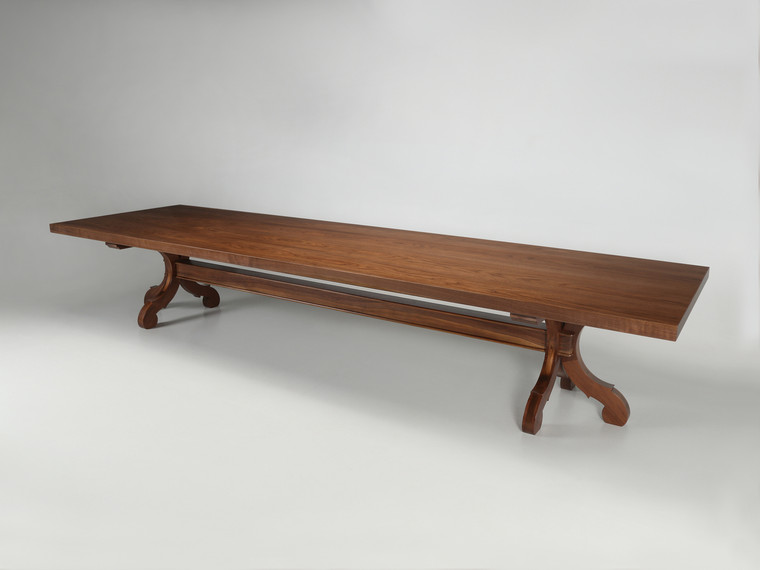 Spectacular Walnut Dining Table Made in Chicago by Old Plank to Order | Full View