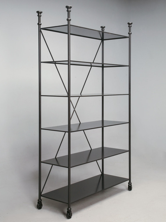 Custom Built Steel Directoire Style Bookcase Angled