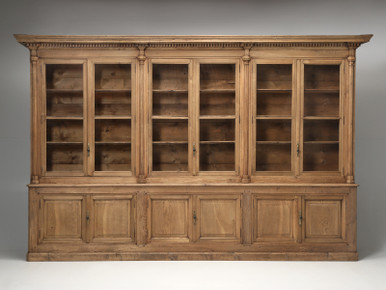 French Louis Philippe Washed Oak Bookcase with Original Glass