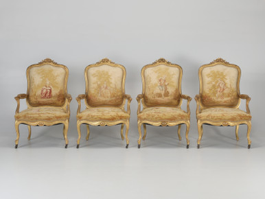 Louis XV style French arm chair with hoof foot in fruit wood.