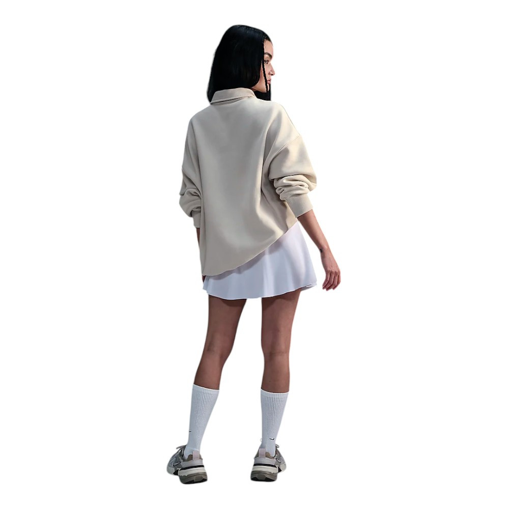 Nike Women's Beige Oversized Short-Zip Fleece