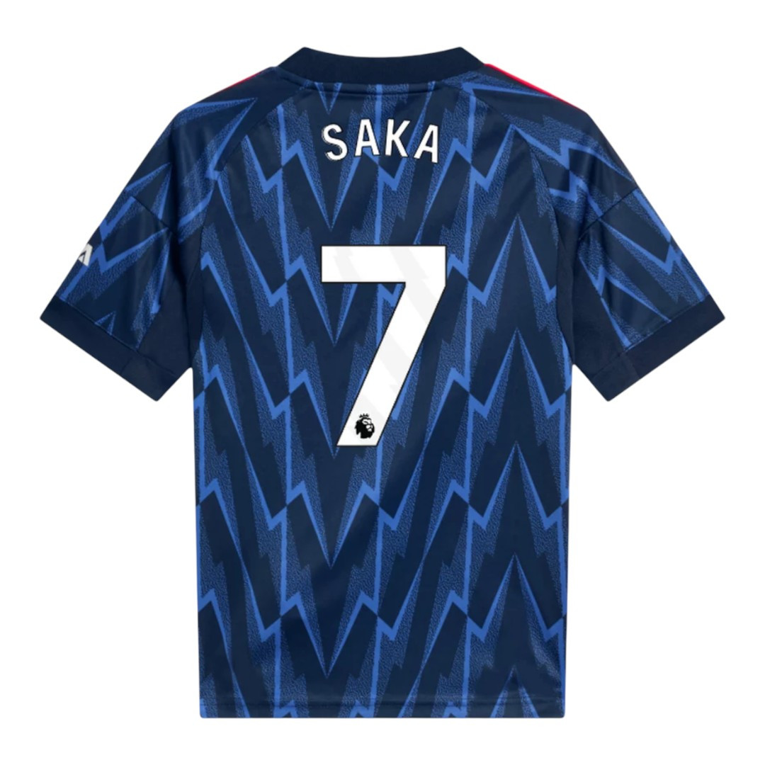 SAKA #7 Arsenal 25/26 Kid's Away Mini-Kit - PL Font