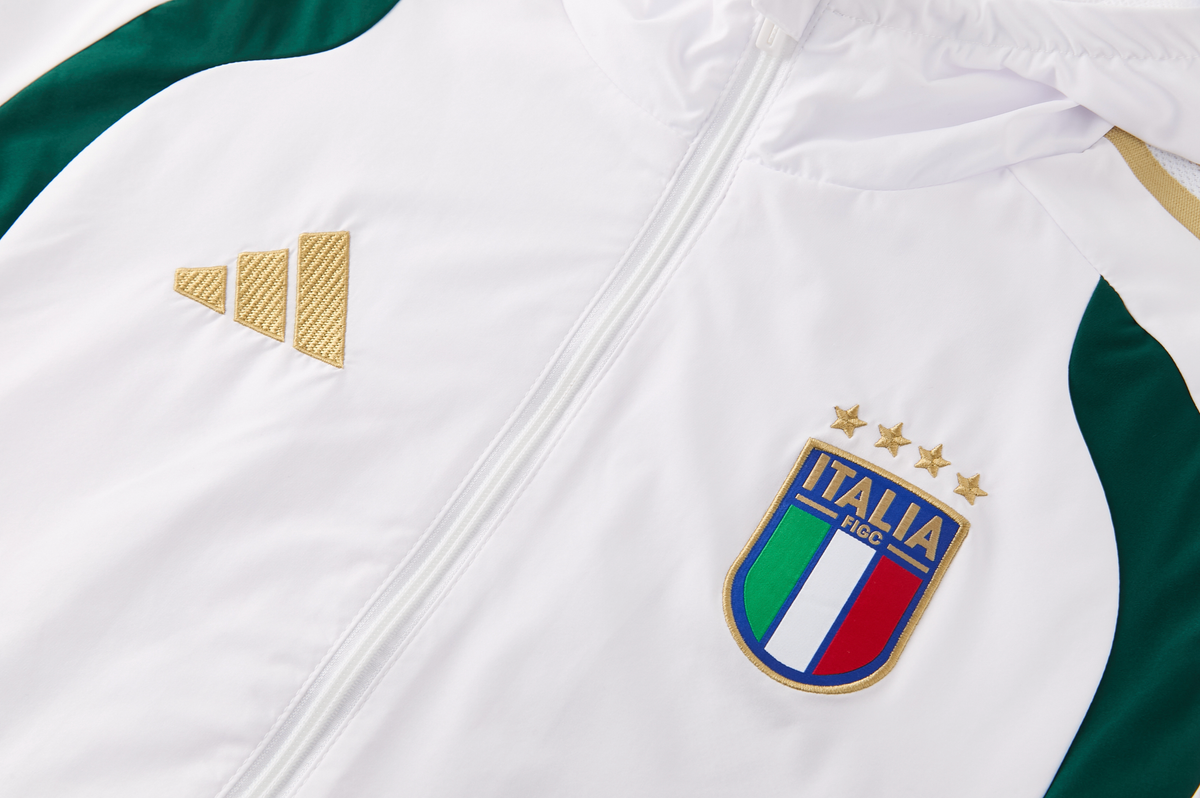 Italy 2026 Men's White Long Zip Windbreaker
