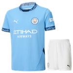 Manchester City 24/25 Kid's Home Shirt and Shorts