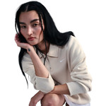 Nike Women's Beige Oversized Short-Zip Fleece