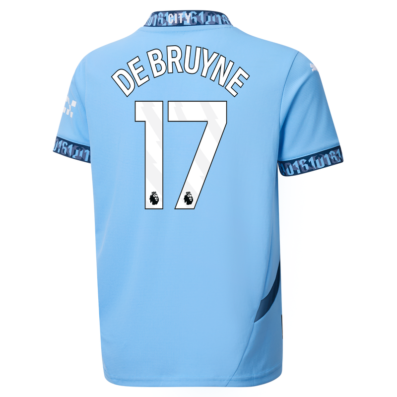 DE BRUYNE #17 Manchester City 24/25 Kid's Home Shirt and Shorts - PL Font