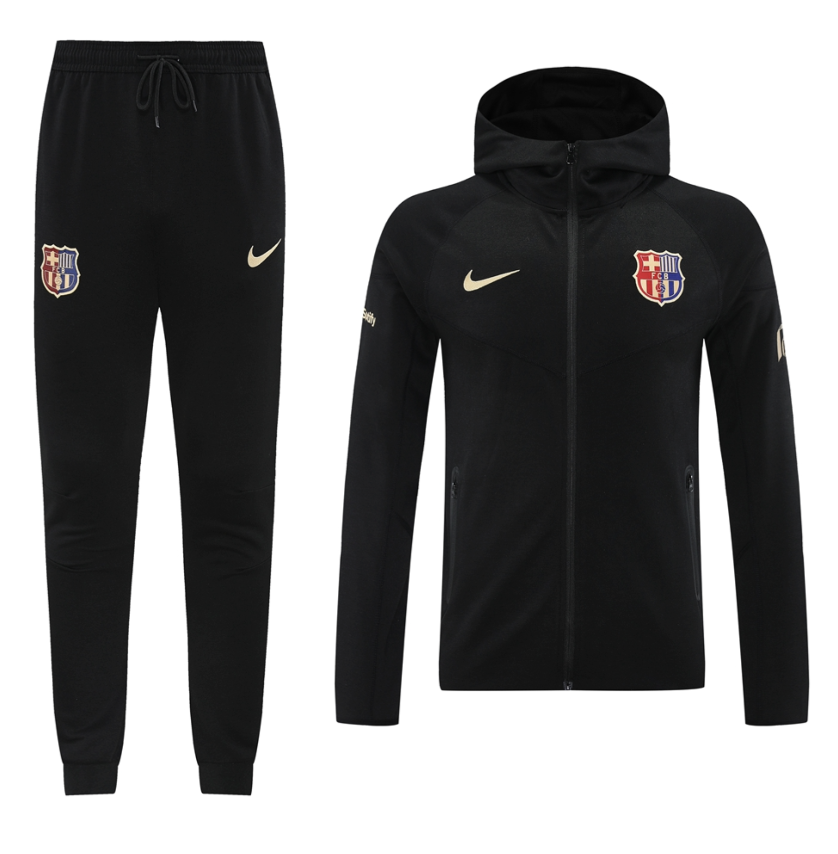 Barcelona 24/25 Men's Black Long Zip Hoodie Tracksuit