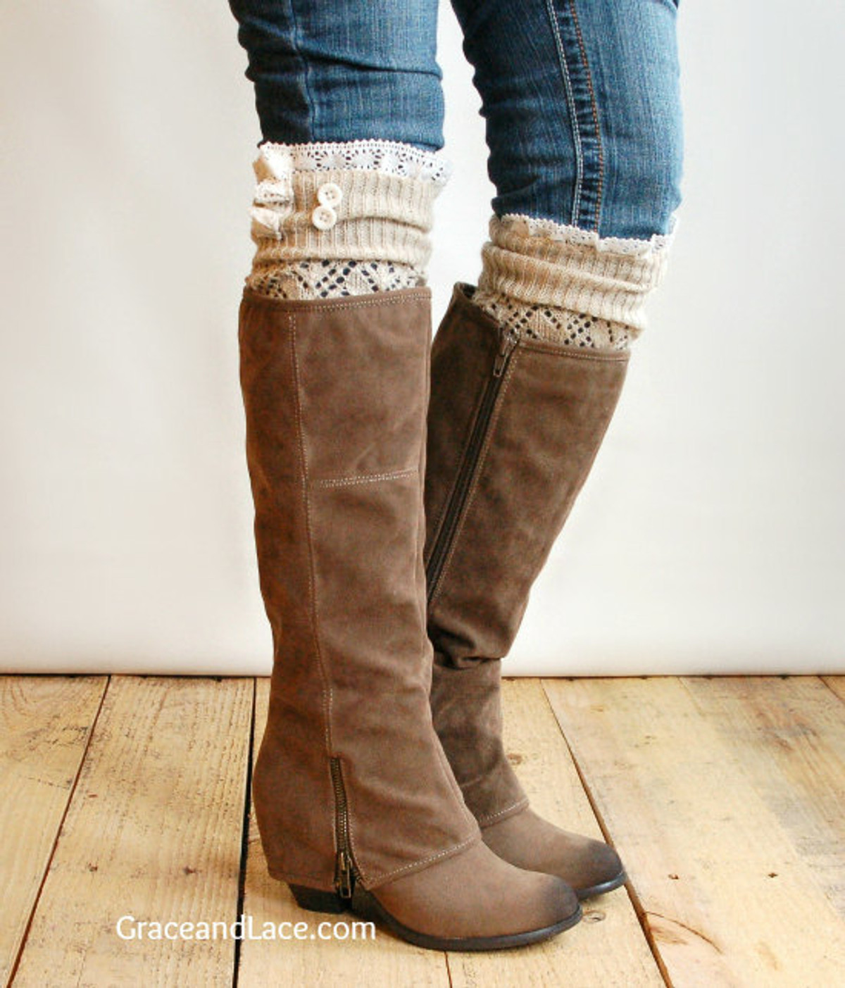 Grace and Lace The Lacey Lou Boot Cuff Leg Warmer - Tan - Sublime