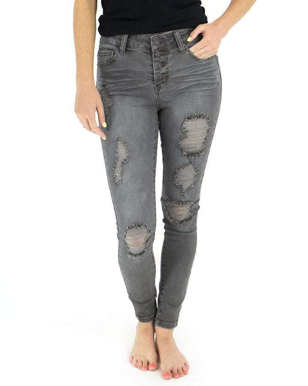 sale button fly distressed jeggings