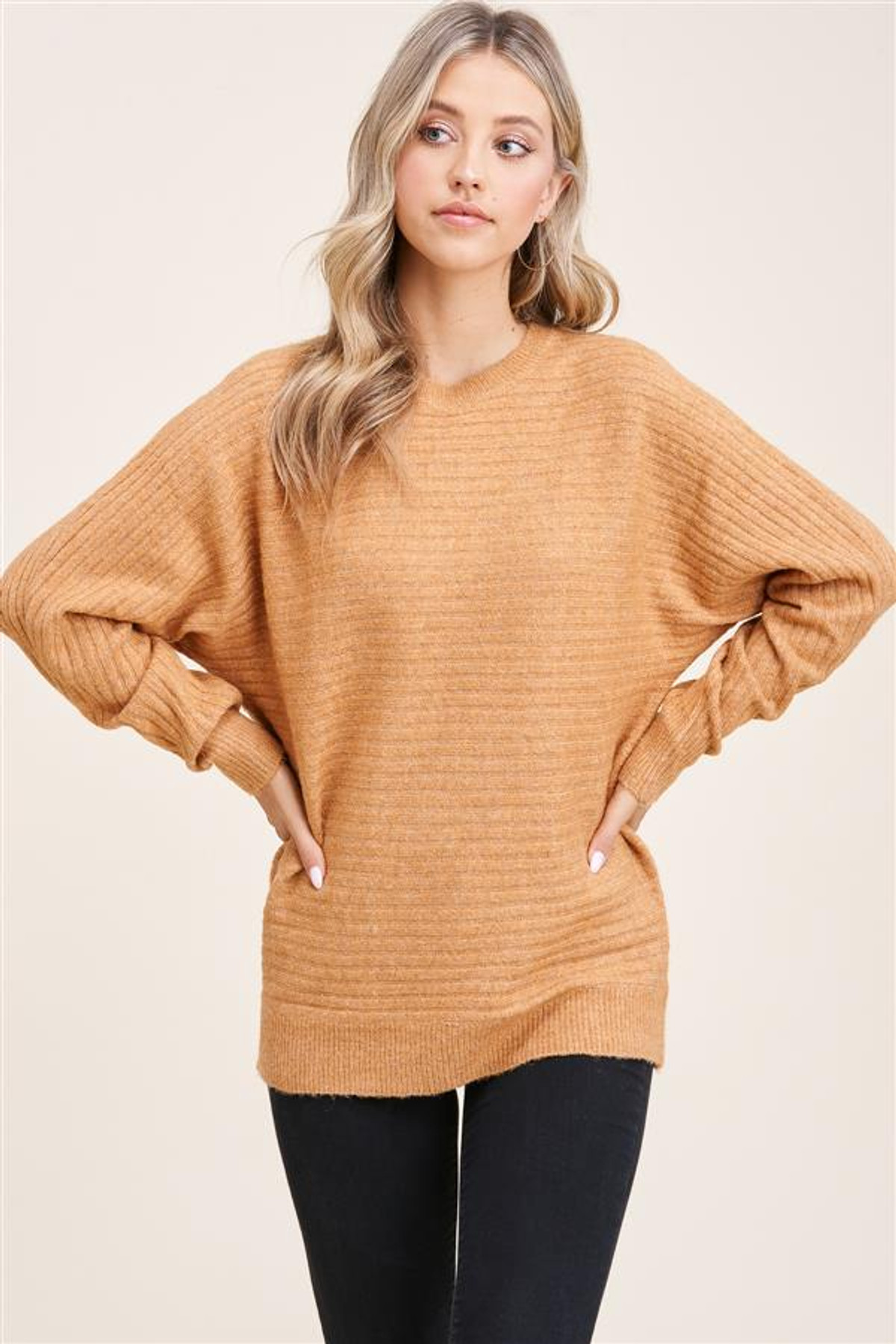 Staccato Women's Rust Multicolored Yarn Long Sleeve Knit Sweater - Size L