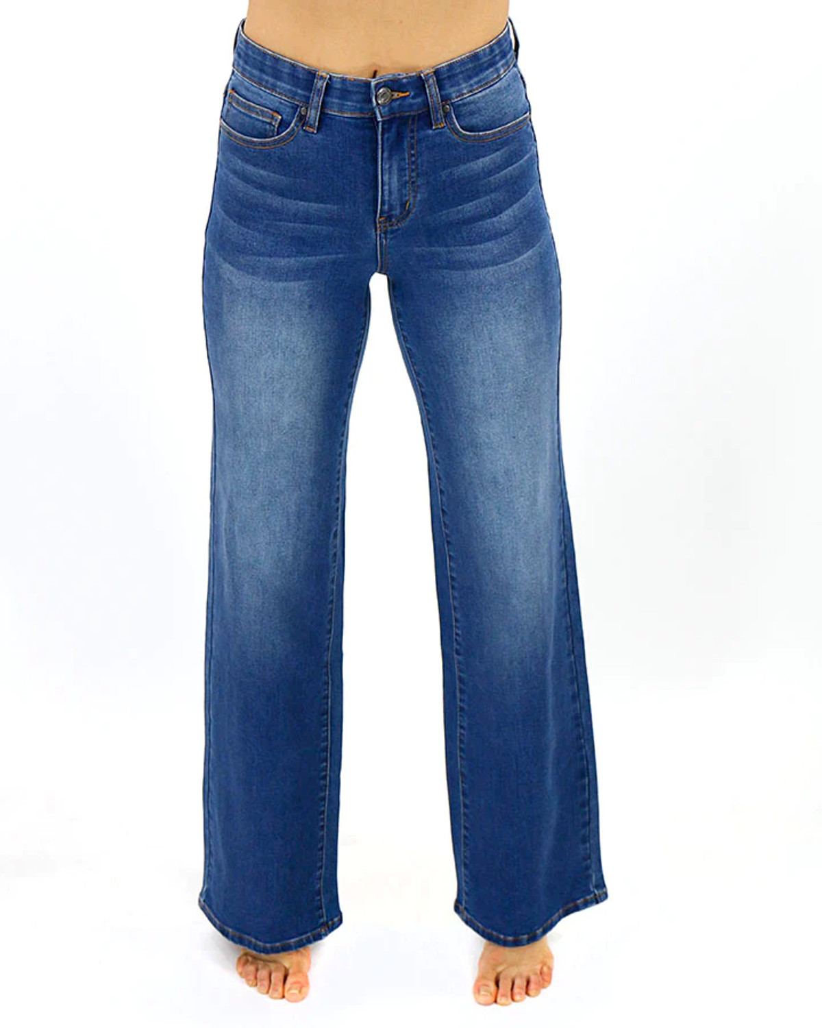 Wide Leg Premium Denim in Distressed Light-Wash - Grace and Lace