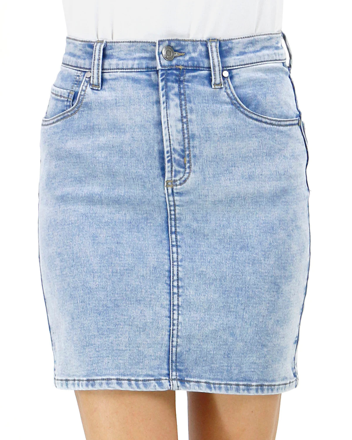 Pure Cotton Plain Regular Fit Denim Skirt