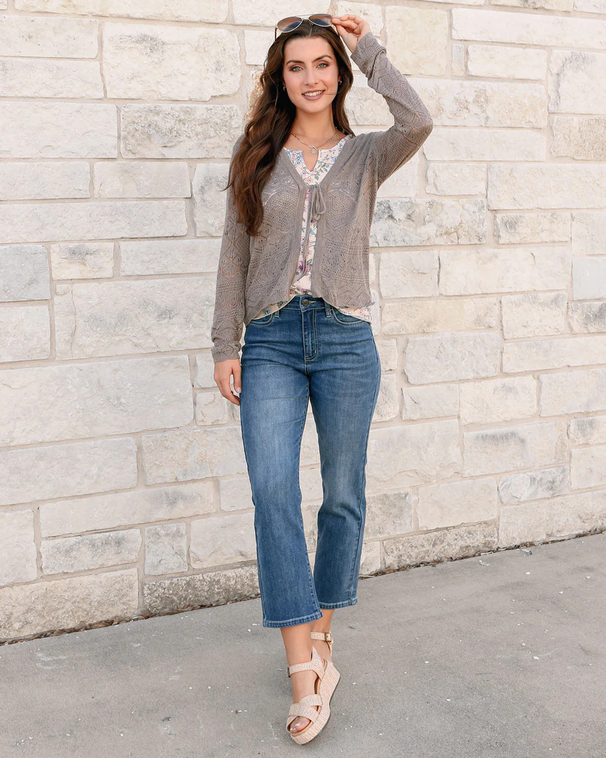 Grace and Lace- Mel's Fave Non Distressed Straight Leg Cropped Denim in  Vintage Mid-Wash