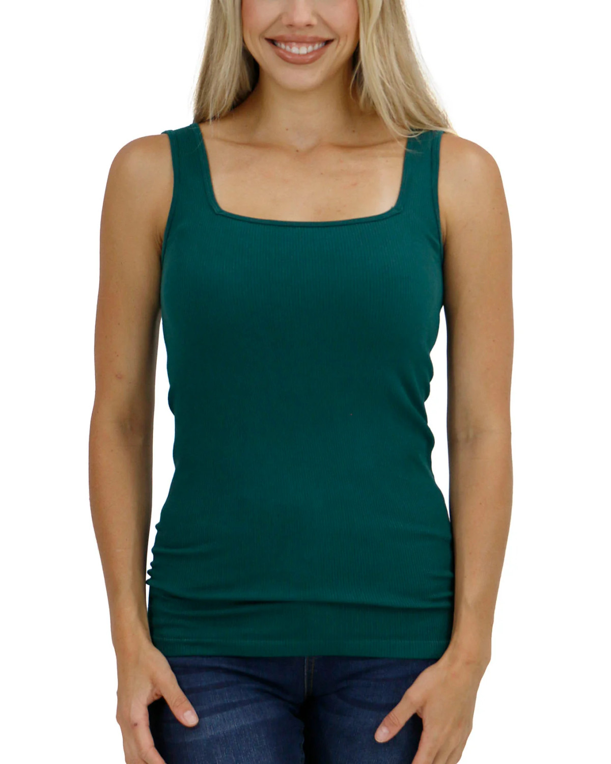 Petite Ribbed Square-Neck Tank