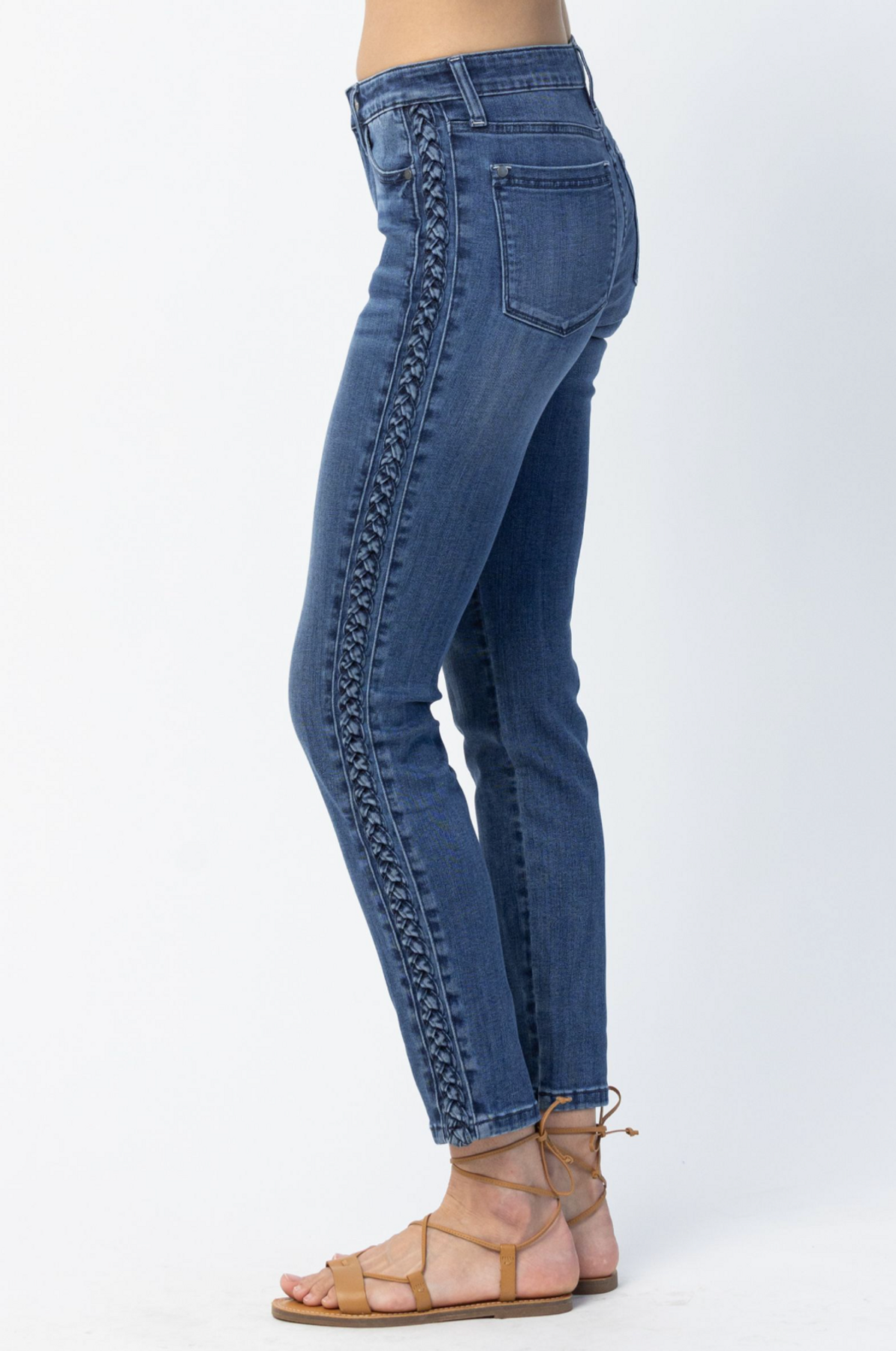 Judy Blue- Mid Rise Plaid Patch Detail Bootcut Jeans - Plus Size - Sublime  Boutique
