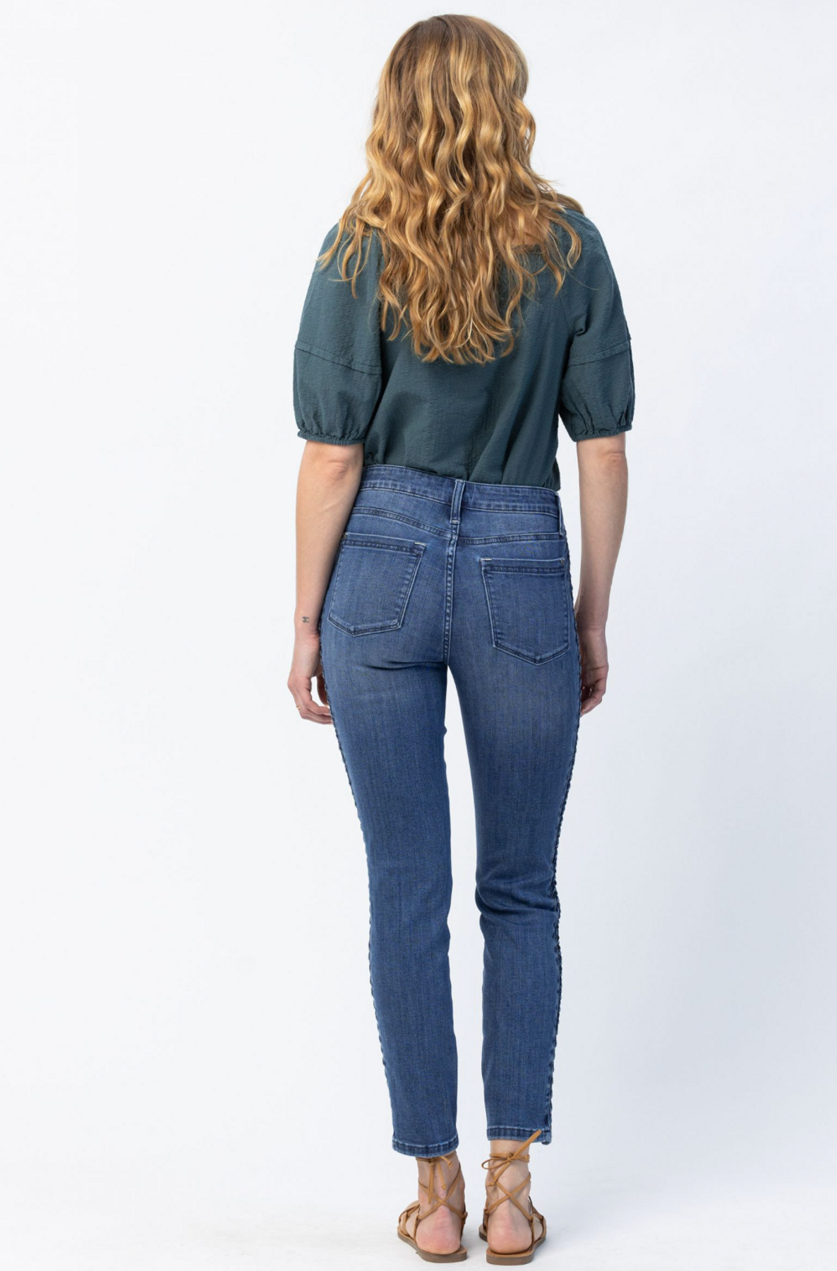 Judy Blue- Mid Rise Plaid Patch Detail Bootcut Jeans - Plus Size - Sublime  Boutique