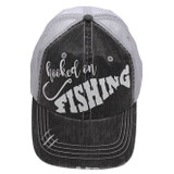 Hooked on Fishing - Distressed Grey Trucker Cap