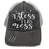 Bless this Mess - Distressed Grey Trucker Cap