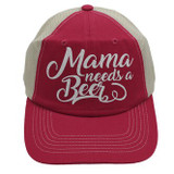 Mama Needs a Beer - Red Trucker Cap