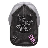 But First Coffee Trucker Cap - Distressed Grey