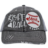 Softball Mom Trucker Cap - Distressed Grey