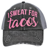 I Sweat For Tacos Trucker Cap (Pink) - Distressed Grey