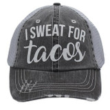 I Sweat For Tacos Trucker Cap (White) - Distressed Grey