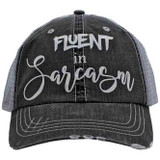 Fluent in Sarcasm Trucker Cap - Distressed Grey