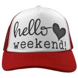 Hello Weekend Trucker Cap - Red and White
