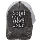 Good Vibes Only Trucker Cap - Distressed Grey
