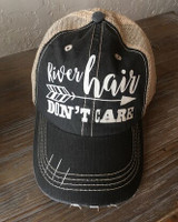 Signature Collection - River Hair Don't Care Trucker Cap - Distressed Dark Grey