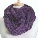 Tickled Pink Knit Winter Infinity Scarf - FIN222 - Purple