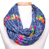 Tickled Pink Knit Winter Infinity Scarf -WIN749-Blue
