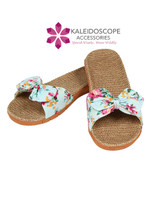 Floral Seersucker Bow Slide/Sandal - Mint