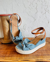 Wedge Sandal  With Ankle Strap - Denim
