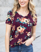 Grace and Lace Perfect V-Neck Tee in Fashion Prints - Autumn Floral